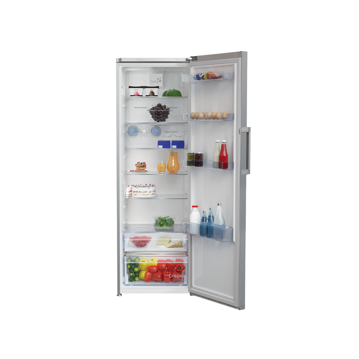 Defy L455 375L Upright Fridge 60cm Full Fridge Titanium Inox - DFD448