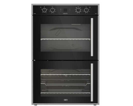 DBO767 70cm Gemini Double Oven ThermoFan+ & AirFire Black