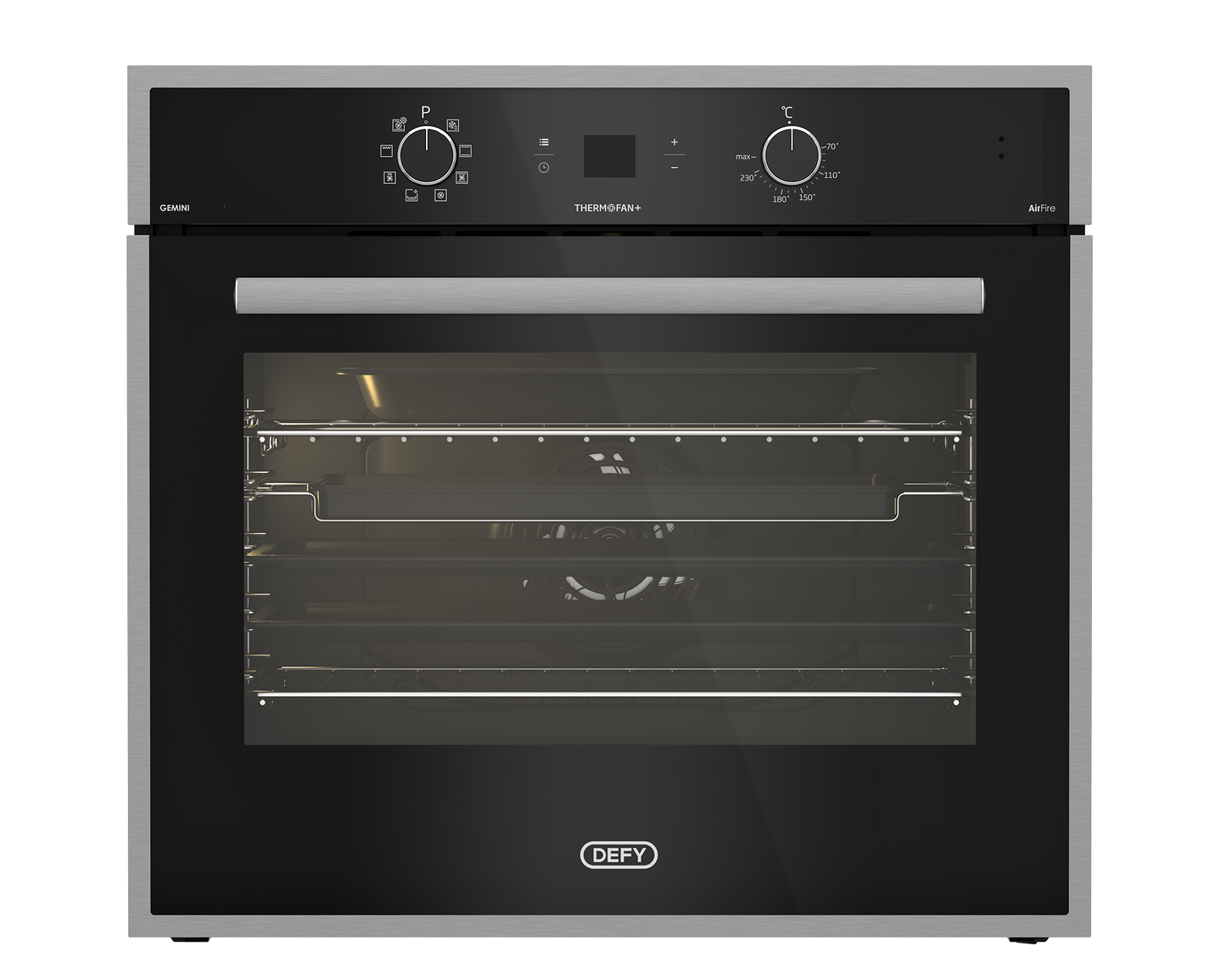 DBO774 70cm Gemini Single Oven ThermoFan+ & AirFire Black