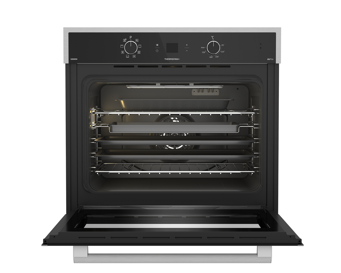 DBO774 70cm Gemini Single Oven ThermoFan+ & AirFire Black